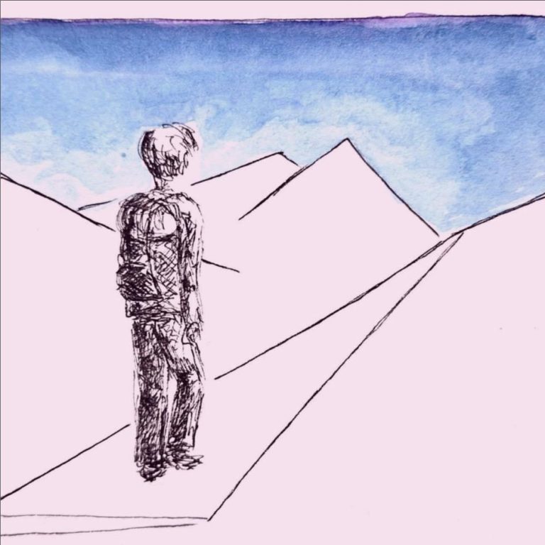 Person hält Drachen, der Richtung anzeigt